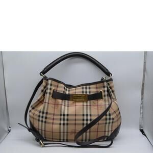 Burberry House Check Leather Hobo Shoulder Bag